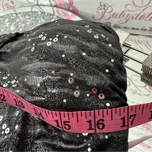 Dress sparkly sequins black grey silver sparkle glitter sexy mini dress tube y2k - Picture 10 of 10